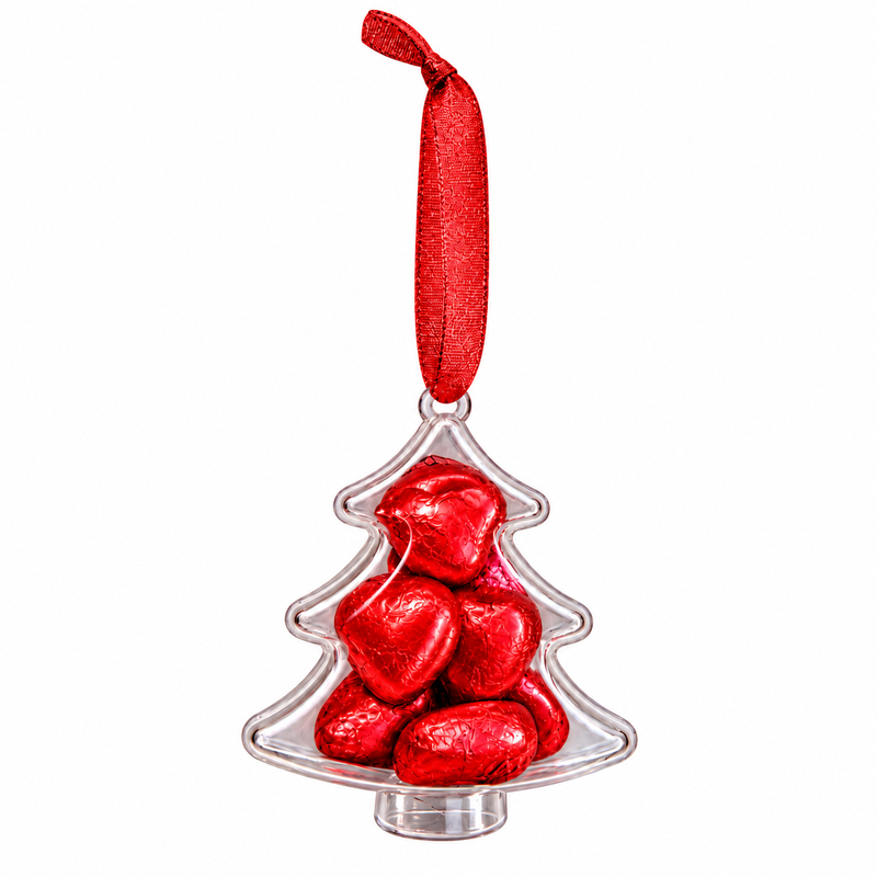 Red Swiss Milk Chocolate Hearts X12 In Christmas Tree Bauble