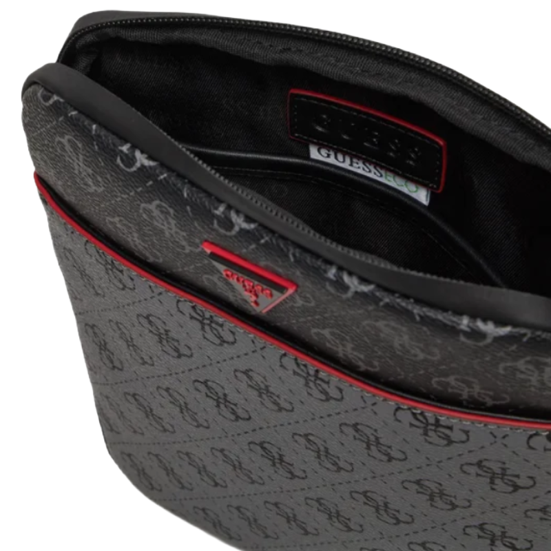 Guess Milano-4G Reverse Eco Mens Flat Crossbody Bag Dark Black & Grey HMMILRP4323-DYK