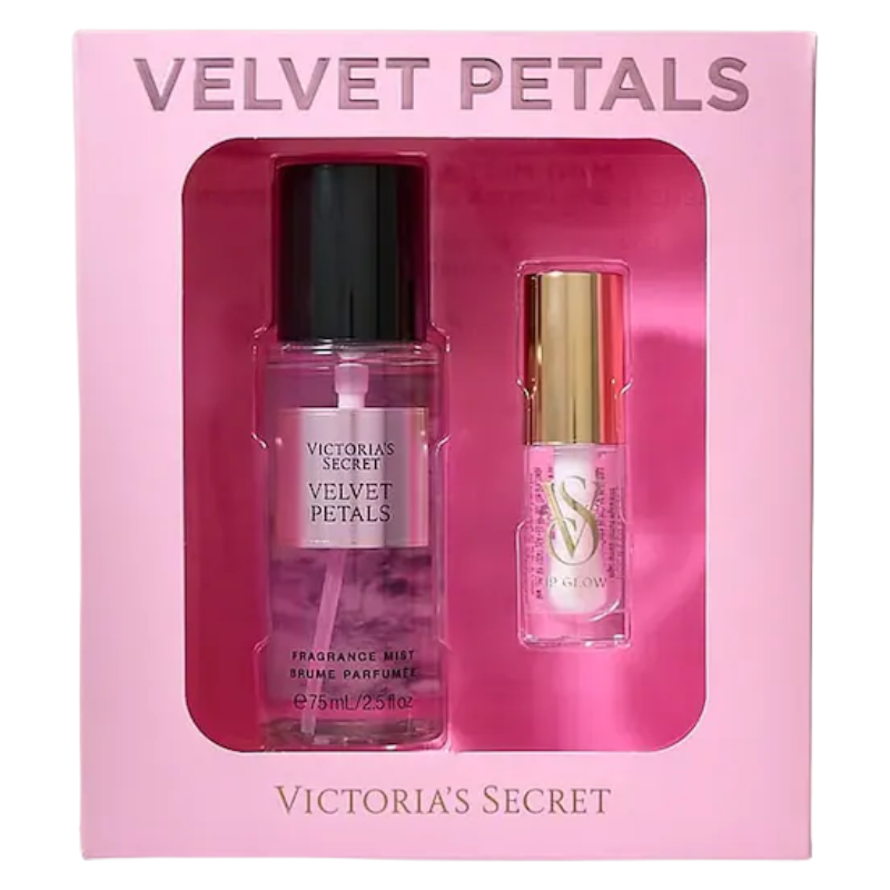 Victoria's Secret Velvet Petals Mini 75ml Mist & Clear Lip Glow Lip Oil Gift Set