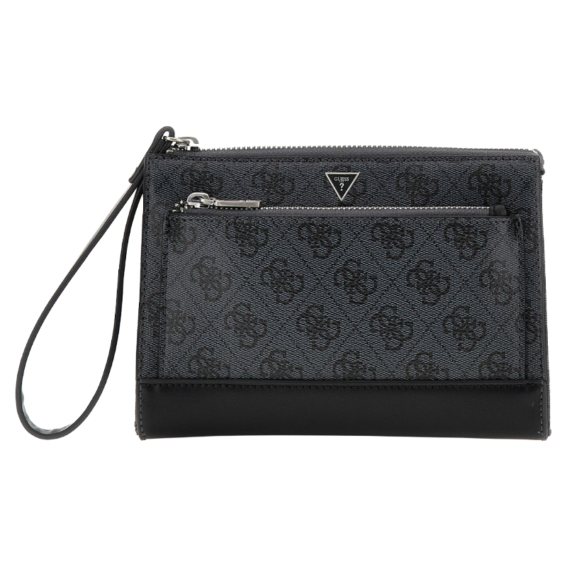 Guess Men's Clutch Bag Case With Logo Print Black