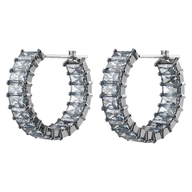 Swarovski Matrix Silver Crystal Hoop Grey Earrings 5689696