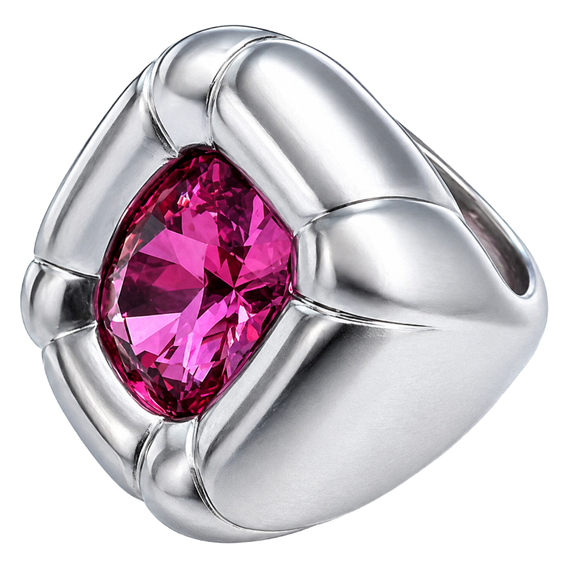Swarovski Silver & Pink Cocktail Ring Size 52 (Blemished Box)