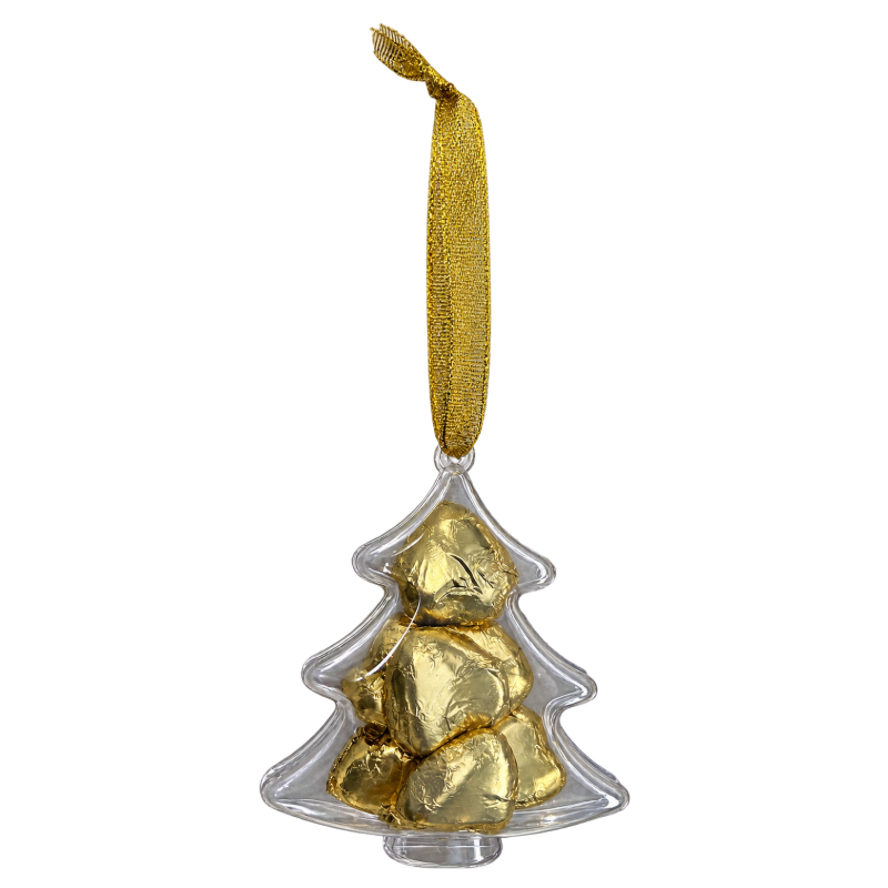 Gold Swiss Milk Chocolate Hearts X12 In Christmas Tree Bauble