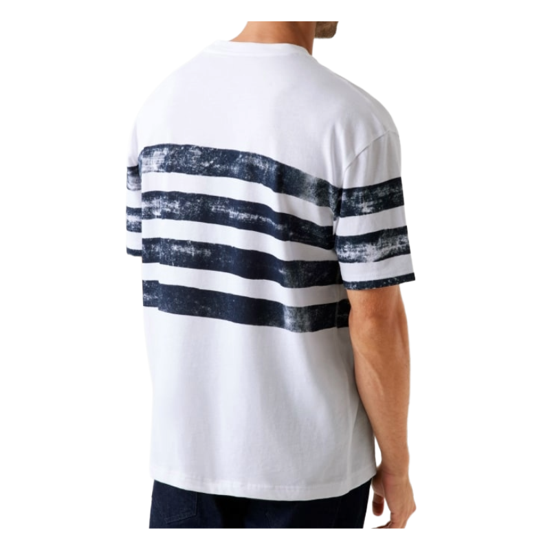 Guess Mens Classic Fit Striped Logo T-Shirt