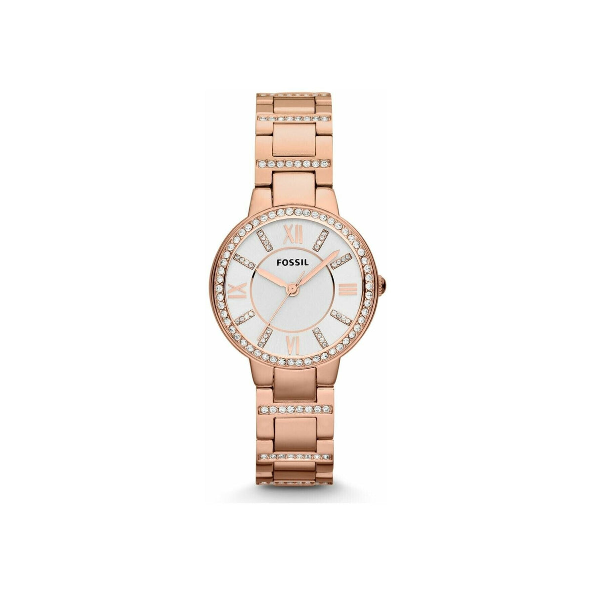 Fossil Virginia Rose Gold Plated Stone Set Bracelet Watch ES3284 (Blemished Tin)