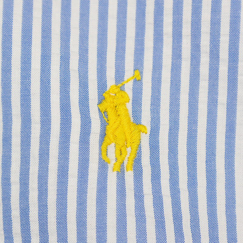 Ralph Lauren Polo Custom Fit Striped Seersucker Shirt Blue