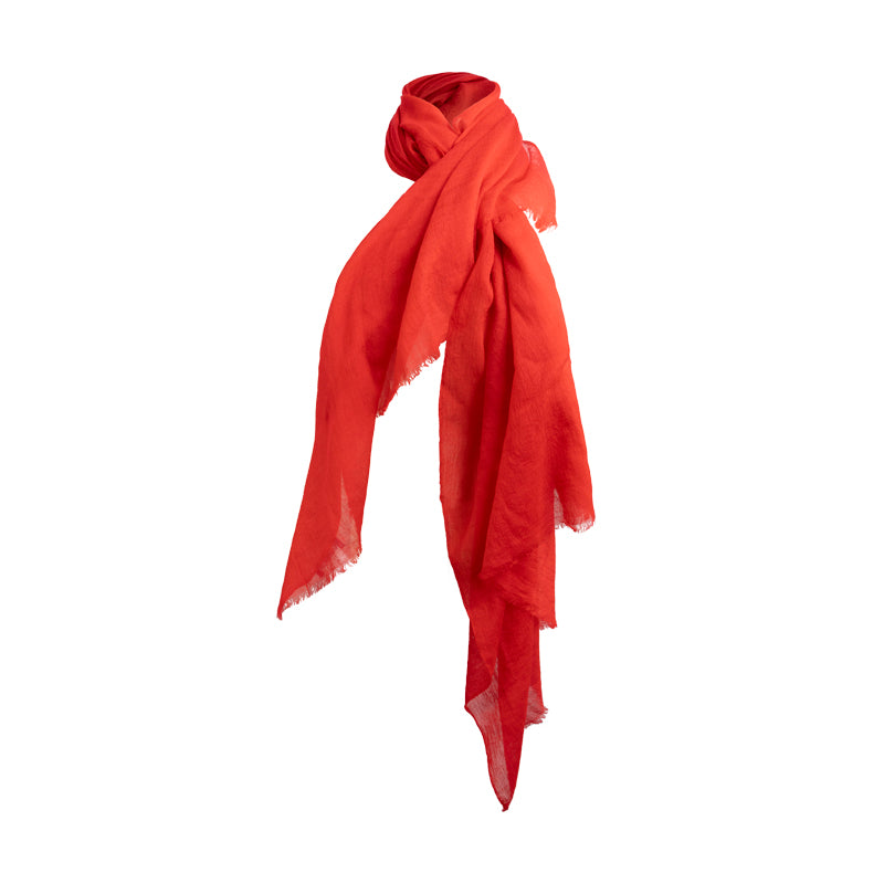 Ralph Lauren Fringe-Trim Wool Scarf - Red