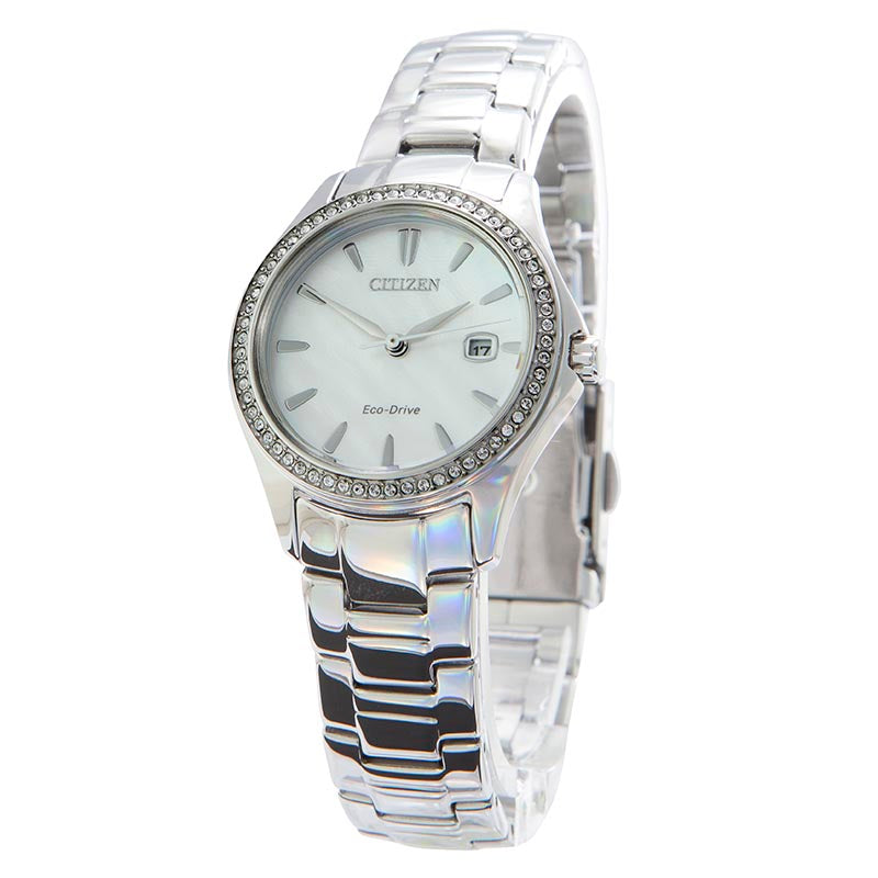 Citizen Silver Ladies Watch Eco-Drive Silhouette Crystal FE1140-86D