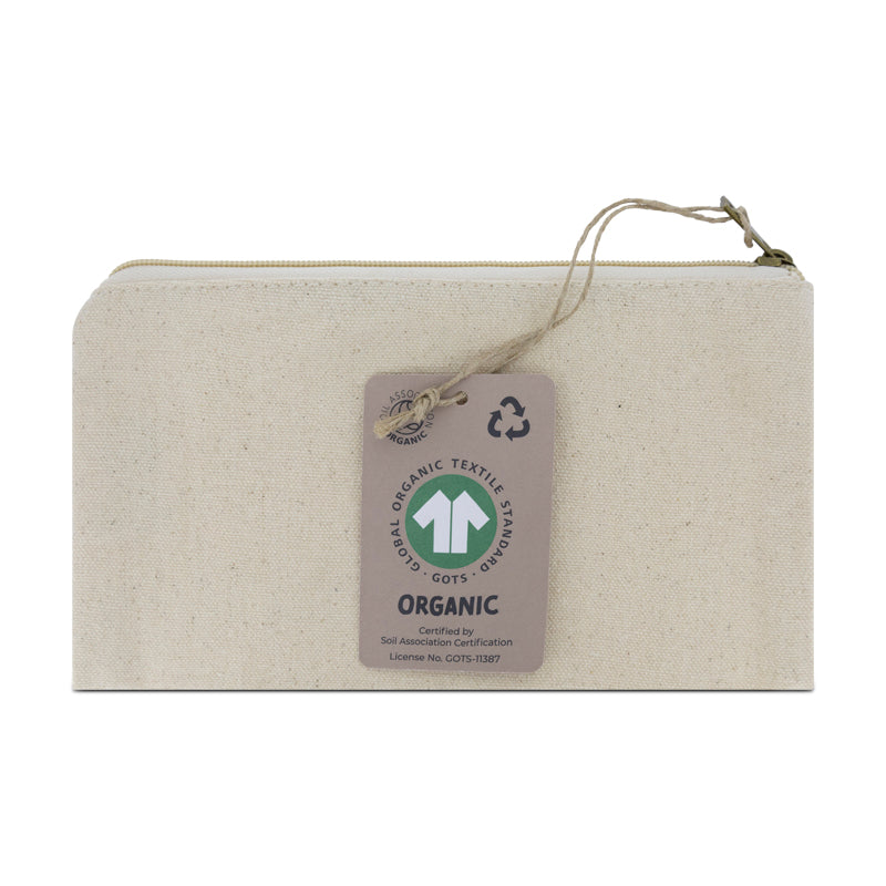 Gots Organic Natural Canvas Zip Pouch - Small