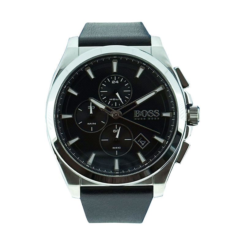 Hugo Boss Men's Watch Black Leather Chronograph Grandmaster