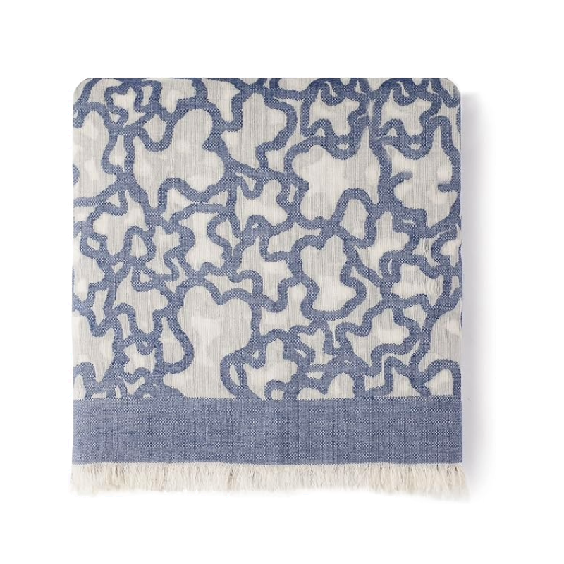 Tous Blue & White Cotton Scarf