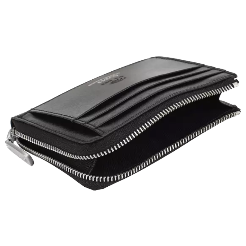 Guess Men's Leather Zip Business Card Holder Black