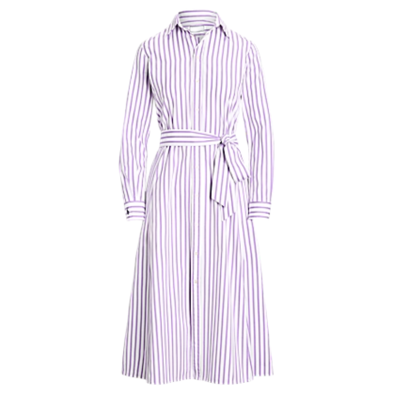 Ralph Lauren Polo Women's Purple/White Striped Shirt Dress