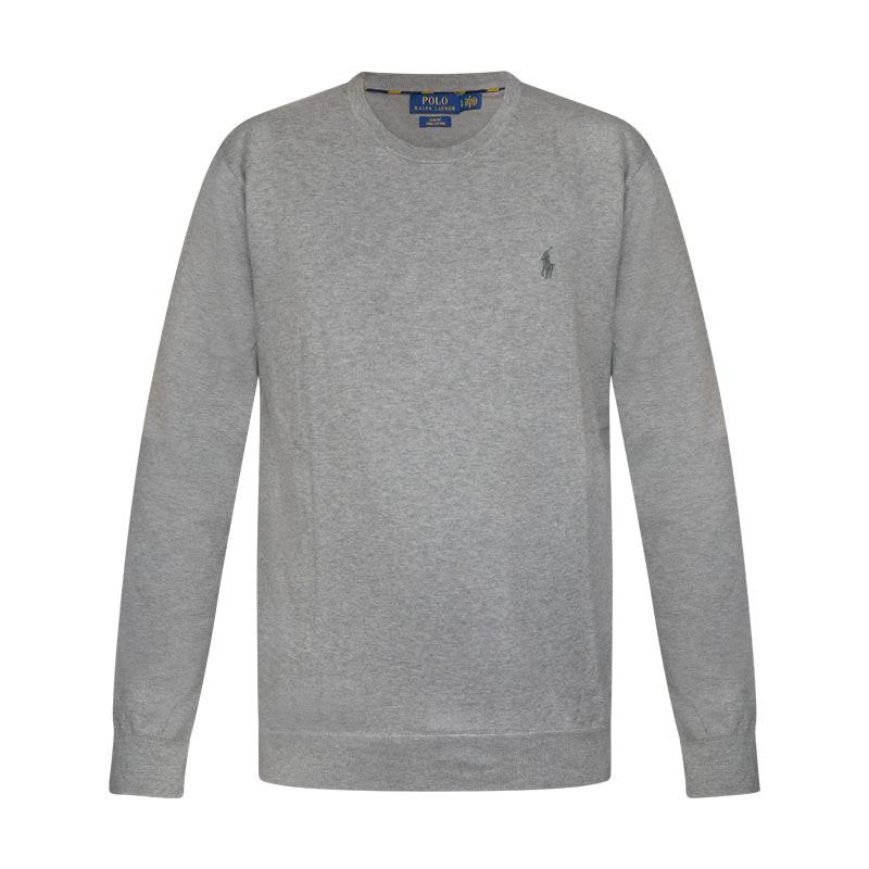 Ralph Lauren Polo Cotton Jumper Grey Heather Men's Knitwear