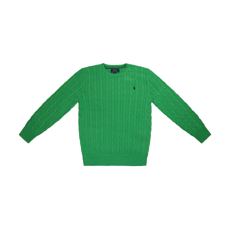 Top Mens polo Ralph Lauren green cable knit sweater size large