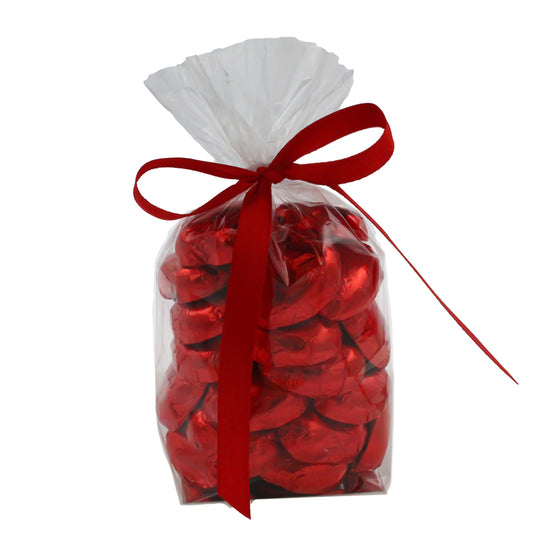 Luxury Solid Milk Chocolate Foil Hearts 30 Red