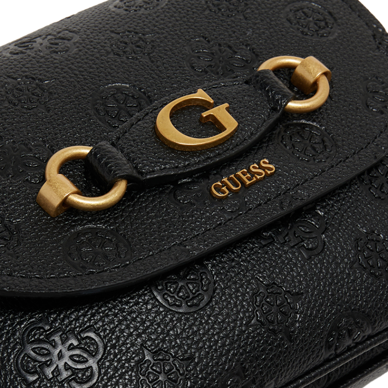 Guess Handbag IZZY PEONY Flap Crossbody Black Logo PD920920