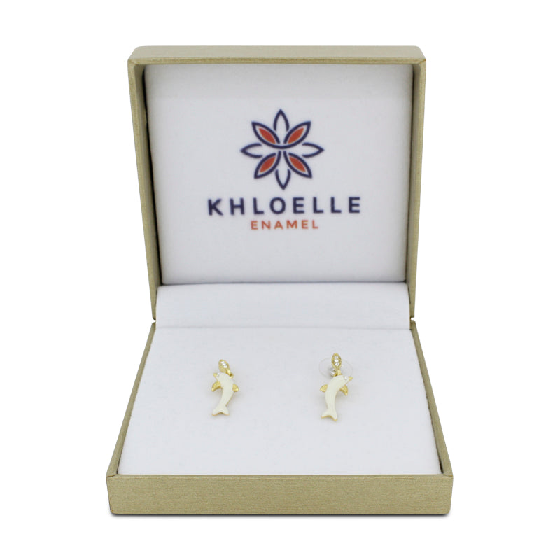 Khloelle White Dolphin Earings LC0070828