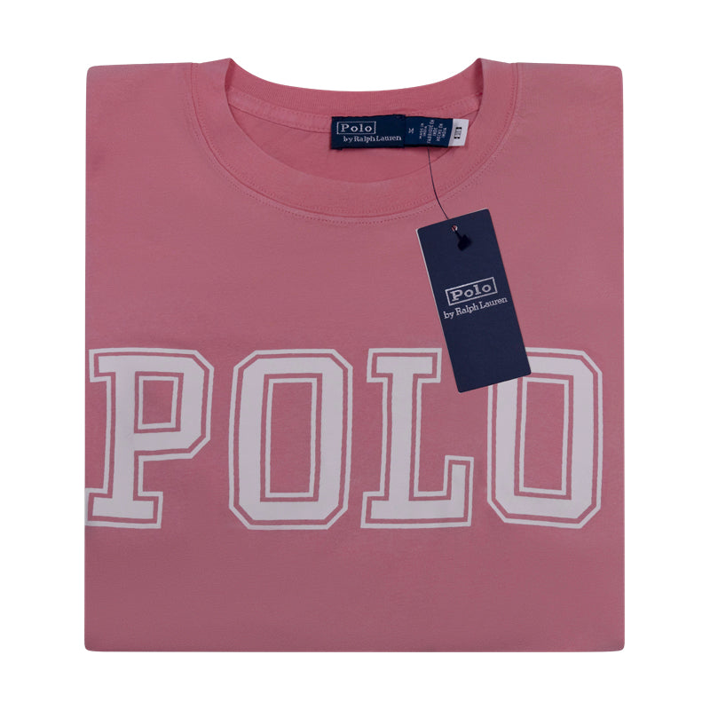 Ralph Lauren T-Shirt with Crest Polo Logo Pink Women's