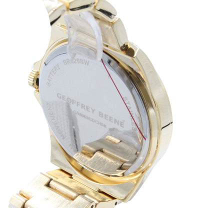 Geoffrey Beene Men's Goldtone Bracelet Black Aluminum Bezel Watch GB8068GDCHBK