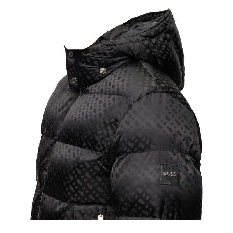 Hugo Boss Carbonian Monogram-Jacquard Men's Black Padded Jacket