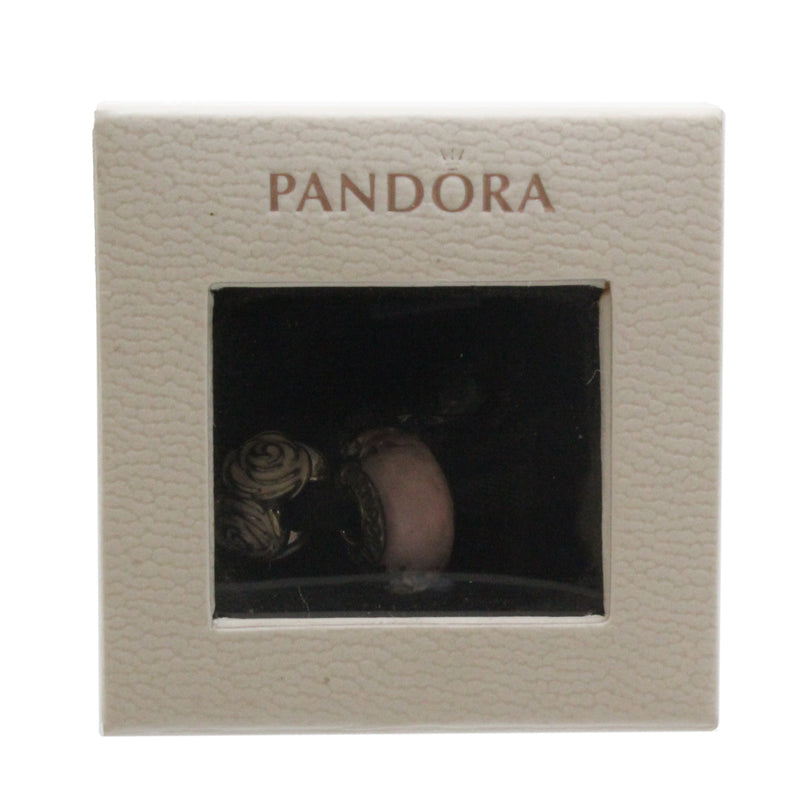 Pandora Pink Rose & Glass Facet Sterling Silver Bracelet Charm Set