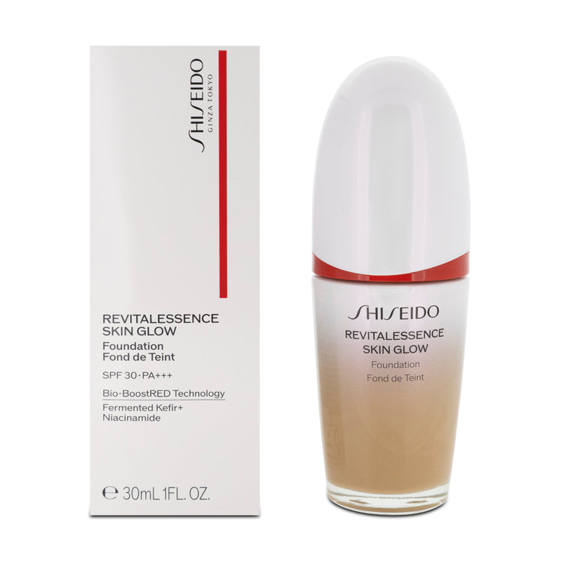 Shiseido Revitalessence Skin Glow Foundation SPF30 30ml - Shade 410 Sunstone, (Blemished Box)