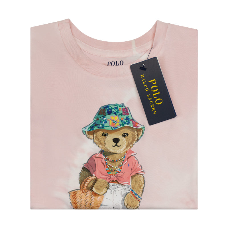 Ralph Lauren Polo Bear Tie-Dye Cotton Girls Jersey T-Shirt Pink