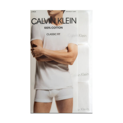 Calvin Klein x3 100% Cotton Classic Fit Crew Neck T-Shirt White