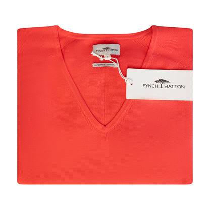 Fynch-Hatton Knitted Women's V-Neck Jumper Coral Red