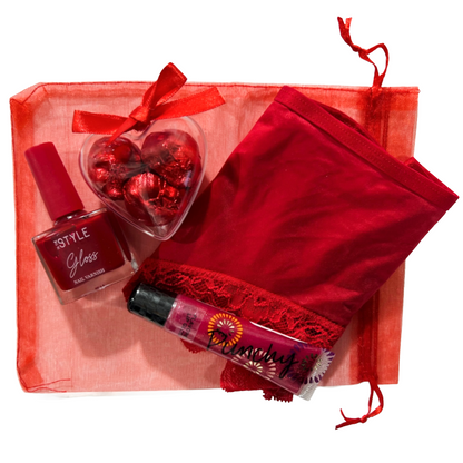 Valentine’s Lingerie Gift Set for Her with Beauty Products & Chocolates