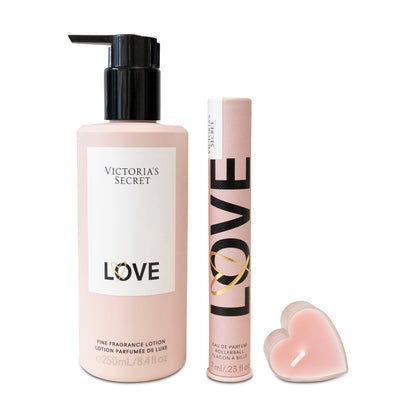 Victoria's Secret Love Fine Fragrance Lotion & Perfume Rollerball Gift Set (HOGIES GIFT)