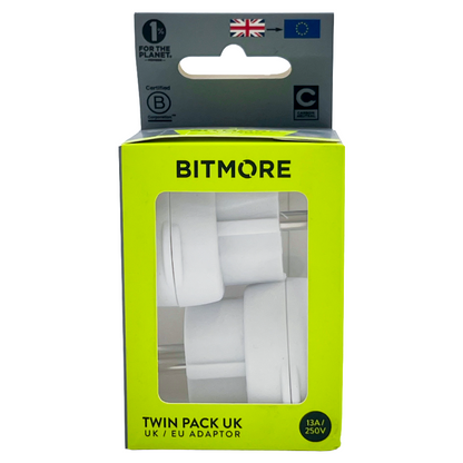Bitmore Twin Pack UK/EU Plug Adaptor