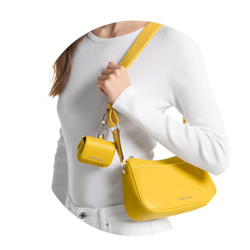 Michael Kors Jet Set Medium Pebbled Leather Crossbody Bag With Case Bright Dandelion