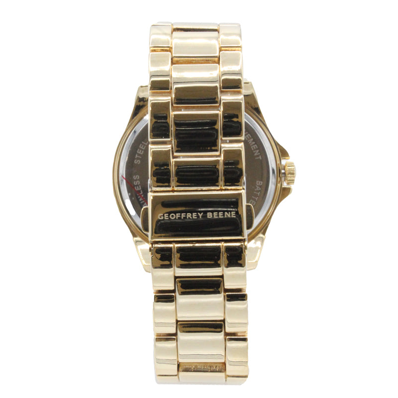 Geoffrey Beene Men's Goldtone Bracelet Black Aluminum Bezel Watch GB8068GDCHBK