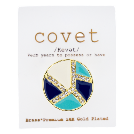 14k Gold Plated Green & Blue Enamel Spaces Ring Adjustable By Covet