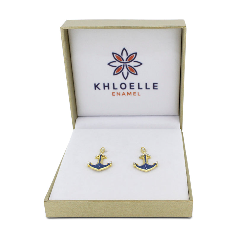 Gold and Blue Earrings Anchor Khloelle LC0070849