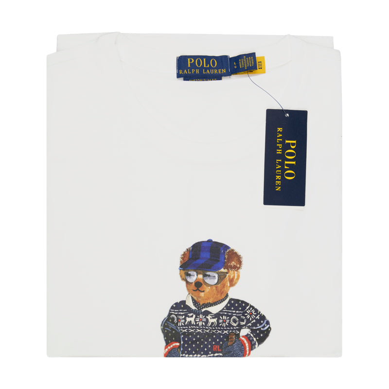 Ralph Lauren Polo Custom Slim Fit Polo Bear T-Shirt White