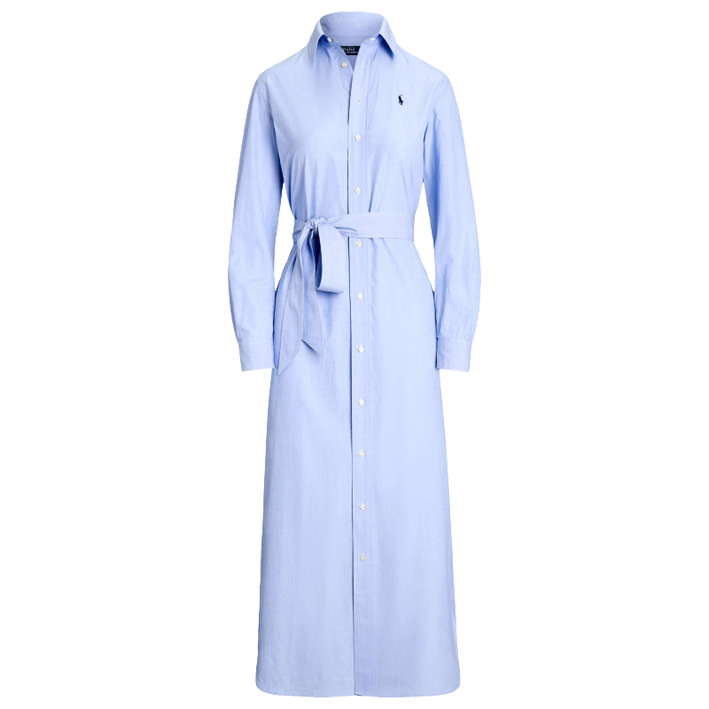 Ralph Lauren Women's Cotton Poplin Belted Shirtdress Blue