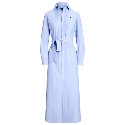 Ralph Lauren Women's Cotton Poplin Belted Shirtdress Blue