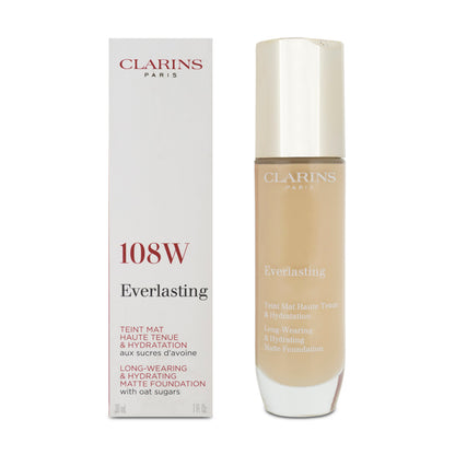 Clarins Everlasting Long-Wearing & Hydrating Matte Foundation 108W (Blemished Box)
