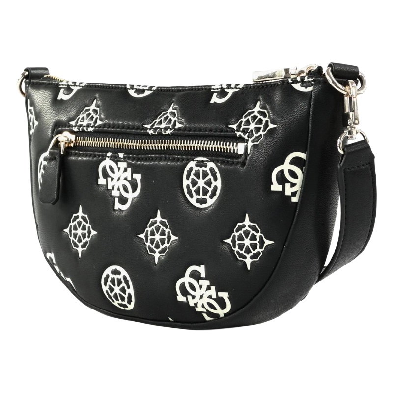 Guess Deesa Logo Saddle Double Pouch Crossover Bag Black