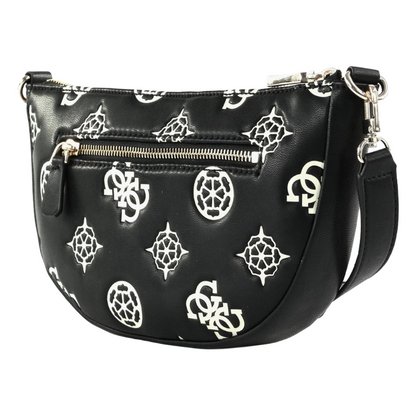 Guess Deesa Logo Saddle Double Pouch Crossover Bag Black