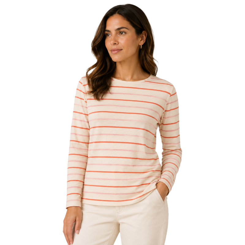 Fynch Hatton Women's Pink & Red Striped Long Sleeve T-Shirt