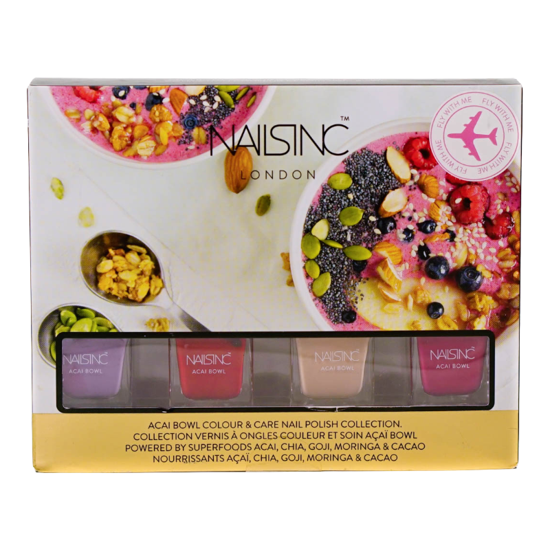 Nails Inc Nail Polish Set Red Pink Neutral Lilac 4 x 5ml