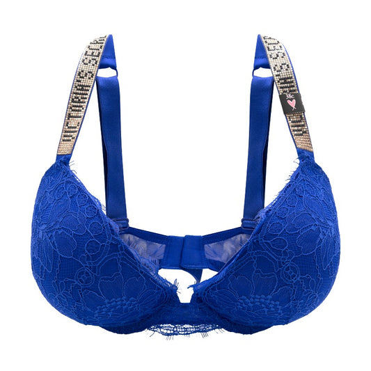 Victoria's Secret Very Sexy Shine Strap Lace Push Up Bra - Blue - 38C