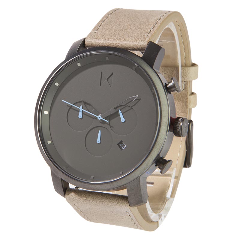 MVMT Men's Stainless Steel Chronograph Beige Leather Strap Watch