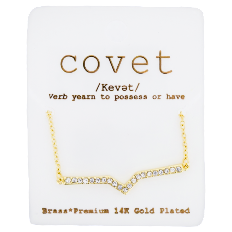 Covet Pave V Bar Pendant Necklace