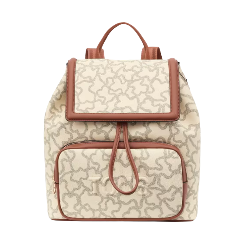 Tous Kaos Icon Beige & Brown Canvas Backpack Bag