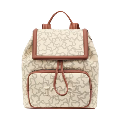 Tous Kaos Icon Beige & Brown Canvas Backpack Bag